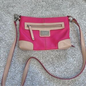 Tignanello Pink and Tan Crossbody
